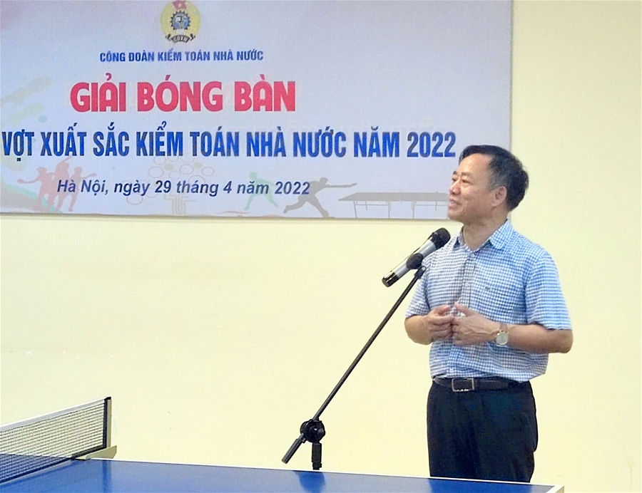 Ông Trần Kim Lộc - Chủ tịch Công đoàn KTNN phát biểu khai mạc giải