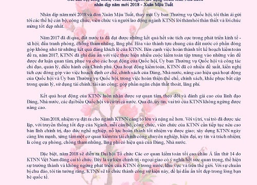 Thư Chúc tết của Chủ tịch Quốc hội Nguyễn Thị Kim Ngân