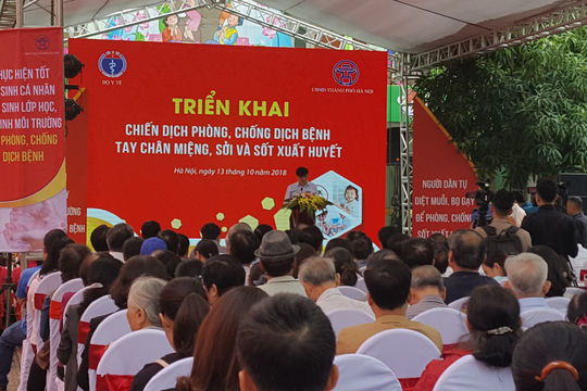 Bộ Y tế phát động chiến dịch phòng, chống dịch bệnh tay chân miệng, sởi và sốt xuất huyết