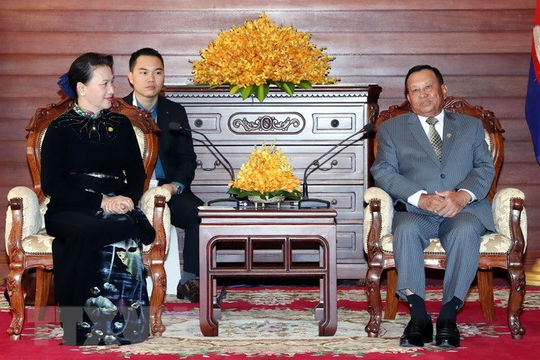 Chủ tịch Quốc hội Việt Nam hội kiến Chủ tịch Thượng viện Campuchia