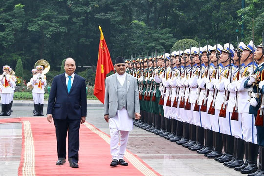 Lễ đón Thủ tướng Nepal Khadga Prasad Sharma Oli và Phu nhân