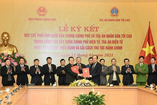 Phối hợp trong công tác xây dựng Chính phủ điện tử, Tòa án điện tử