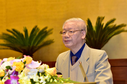 Tổng Bí thư, Chủ tịch Nước Nguyễn Phú Trọng dự, phát biểu chỉ đạo Hội nghị trực tuyến toàn quốc triển khai công tác bầu cử