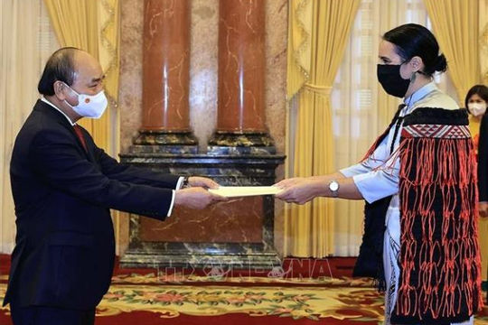 Chủ tịch nước Nguyễn Xuân Phúc tiếp các Đại sứ trình Quốc thư nhận nhiệm vụ tại Việt Nam