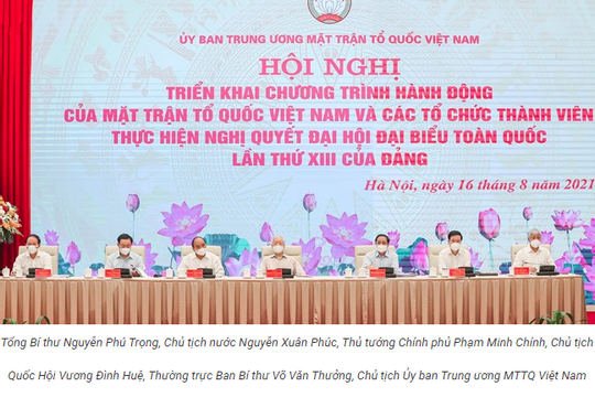 Mặt trận Tổ quốc Việt Nam xác định 6 nhiệm vụ trọng tâm thực hiện Nghị quyết Đại hội XIII Mặt trận Tổ quốc Việt Nam xác định 6 nhiệm vụ trọng tâm thực hiện Nghị quyết Đại hội XIII