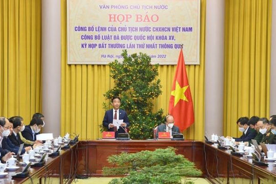 Công bố Lệnh của Chủ tịch nước về luật được Quốc hội khóa XV thông qua tại Kỳ họp bất thường lần thứ nhất