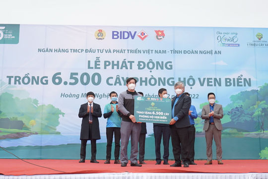 BIDV trồng 6.500 cây phòng hộ ven biển tại Nghệ An BIDV trồng 6.500 cây phòng hộ ven biển tại Nghệ An