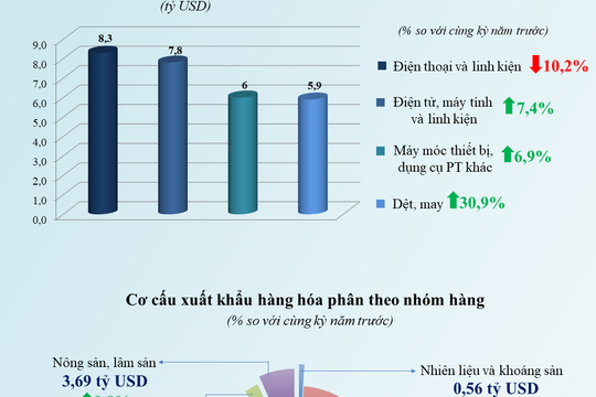 Infographic - 2 tháng đầu năm: Kim ngạch xuất khẩu hàng hóa đạt 53,79 tỷ USD