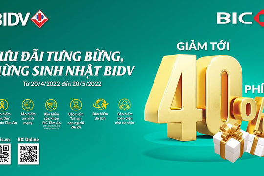 BIC ưu đãi tới 40% nhiều sản phẩm bảo hiểm