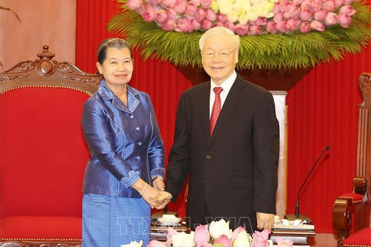 Tổng Bí thư Nguyễn Phú Trọng tiếp Phó Chủ tịch Đảng Nhân dân Campuchia