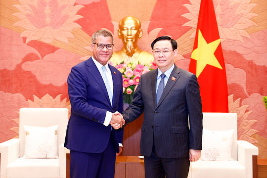 Chủ tịch Quốc hội Vương Đình Huệ tiếp Chủ tịch COP26 Alok Kumar Sharma