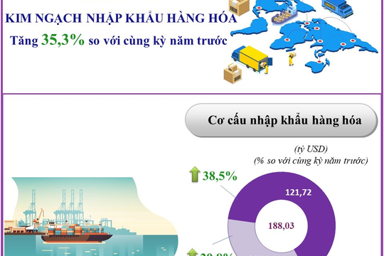 Infographic - 7 tháng năm 2021: Kim ngạch nhập khẩu hàng hóa tăng 35,3% so với cùng kỳ năm trước