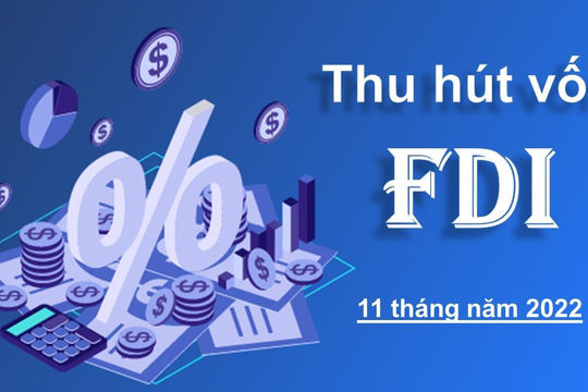 Infographic - 11 tháng năm 2022, thu hút vốn FDI đạt gần 25,14 tỷ USD