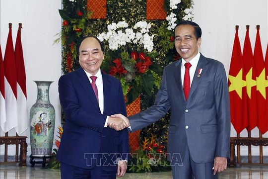 Chủ tịch nước Nguyễn Xuân Phúc hội đàm với Tổng thống Indonesia Joko Widodo