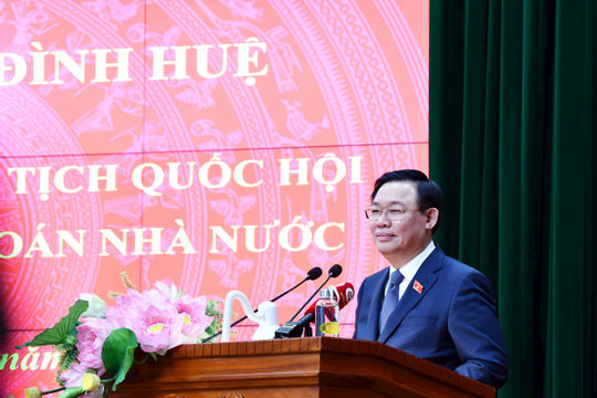 Hình ảnh Chủ tịch Quốc hội Vương Đình Huệ thăm, chúc tết Kiểm toán nhà nước