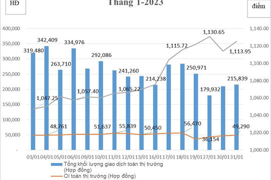 Giao dịch phái sinh giảm mạnh trong tháng 01/2023