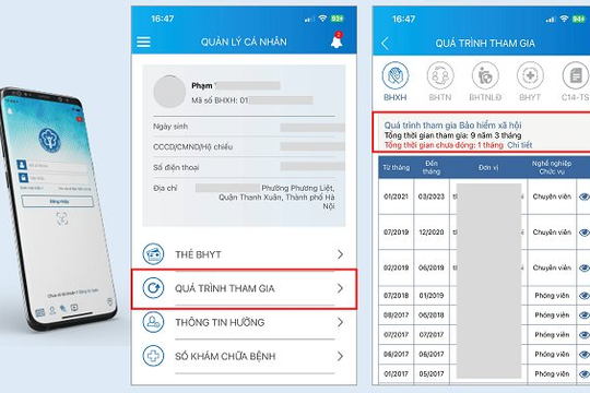 Hiển thị thời gian chưa đóng bảo hiểm xã hội, bảo hiểm thất nghiệp trên ứng dụng “VssID - Bảo hiểm xã hội số”