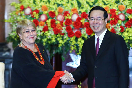 Chủ tịch nước Võ Văn Thưởng tiếp cựu Tổng thống Chile Michelle Bachelet