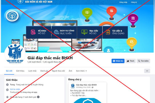Tiếp tục xuất hiện Fanpage giả mạo cơ quan bảo hiểm xã hội để lừa đảo, chiếm đoạt tài sản