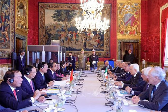 Chủ tịch nước Võ Văn Thưởng hội đàm với Tổng thống Italy Sergio Mattarella