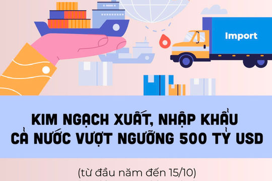 Infographic - Tổng kim ngạch xuất, nhập khẩu cả nước vượt ngưỡng 500 tỷ USD