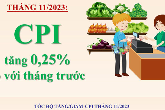 Infographic - Tháng 11/2023, CPI tăng 0,25% so với tháng trước