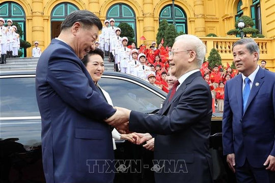 Tổng Bí thư Nguyễn Phú Trọng chủ trì Lễ đón chính thức Tổng Bí thư, Chủ tịch nước Trung Quốc Tập Cận Bình