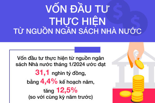Infographic - Vốn đầu tư thực hiện từ nguồn ngân sách nhà nước ước đạt 31,1 nghìn tỷ đồng