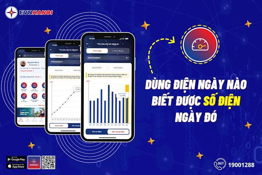 Dễ dàng theo dõi lượng điện tiêu thụ hằng ngày của gia đình bằng App EVNHANOI