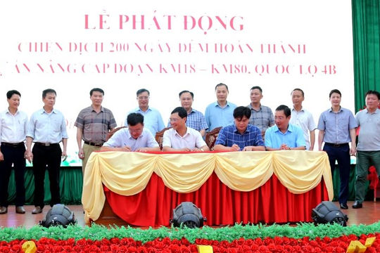 Lạng Sơn: Phát động Chiến dịch 200 ngày đêm hoàn thành Dự án nâng cấp Quốc lộ 4B Lạng Sơn: Phát động Chiến dịch 200 ngày đêm hoàn thành Dự án nâng cấp Quốc lộ 4B