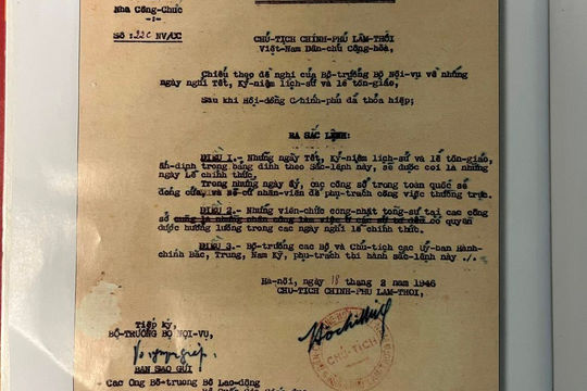 Từ đề xuất nghỉ lễ, nhớ về Sắc lệnh 22 của Chủ tịch Hồ Chí Minh