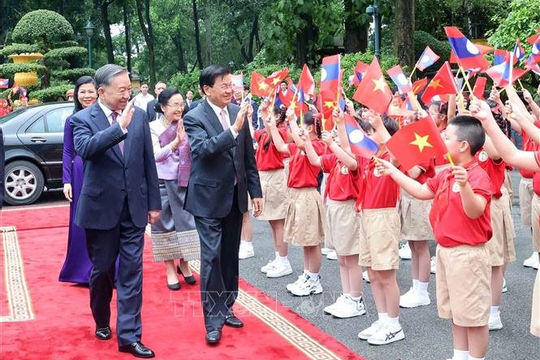 Tổng Bí thư, Chủ tịch nước Tô Lâm chủ trì Lễ đón Tổng Bí thư, Chủ tịch nước Lào Thongloun Sisoulith