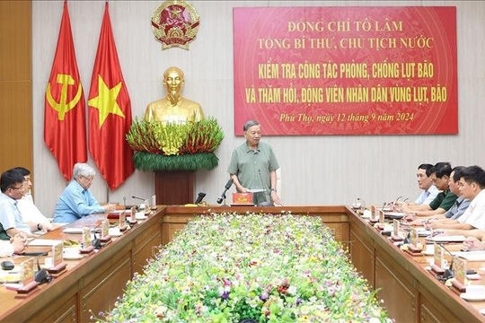 Tổng Bí thư, Chủ tịch nước Tô Lâm kiểm tra công tác phòng, chống lụt bão tại tỉnh Phú Thọ Tổng Bí thư, Chủ tịch nước Tô Lâm kiểm tra công tác phòng, chống lụt bão tại tỉnh Phú Thọ