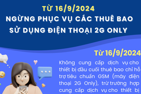Ngừng phục vụ các thuê bao sử dụng điện thoại 2G Only từ ngày 16/9/2024