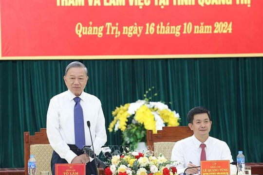 Tổng Bí thư, Chủ tịch nước Tô Lâm làm việc với Ban Thường vụ Tỉnh ủy Quảng Trị Tổng Bí thư, Chủ tịch nước Tô Lâm làm việc với Ban Thường vụ Tỉnh ủy Quảng Trị