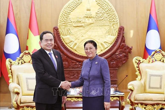 Chủ tịch Quốc hội Trần Thanh Mẫn gặp các đồng chí lãnh đạo, nguyên lãnh đạo của Lào