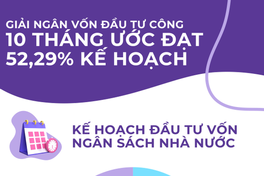 Infographics: Giải ngân vốn đầu tư công 10 tháng ước đạt 355.616 tỷ đồng