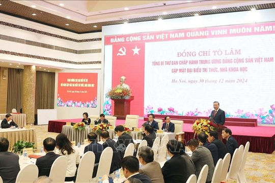 Tổng Bí thư Tô Lâm: Đội ngũ trí thức, nhà khoa học tạo bứt phá mạnh mẽ cho mục tiêu phát triển nhanh, bền vững đất nước Tổng Bí thư Tô Lâm: Đội ngũ trí thức, nhà khoa học tạo bứt phá mạnh mẽ cho mục tiêu phát triển nhanh, bền vững đất nước