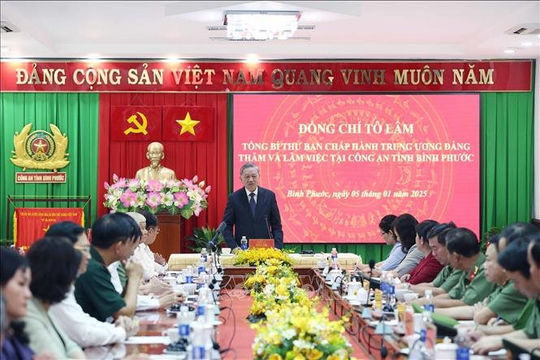 Tổng Bí thư Tô Lâm thăm và làm việc tại Công an tỉnh Bình Phước Tổng Bí thư Tô Lâm thăm và làm việc tại Công an tỉnh Bình Phước