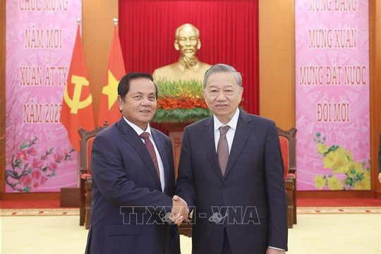 Tổng Bí thư Tô Lâm tiếp Đoàn đại biểu cấp cao Đảng Nhân dân Campuchia