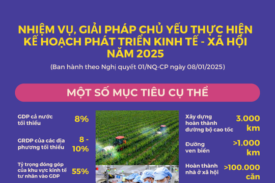 Infographics: 12 nhiệm vụ, giải pháp thực hiện kế hoạch phát triển kinh tế - xã hội năm 2025