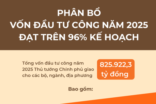 Infographics: Phân bổ vốn đầu tư công năm 2025 đạt trên 96%