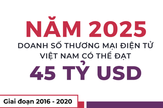Infographics: Năm 2025, doanh số thương mại điện tử của Việt Nam có thể đạt 45 tỷ USD
