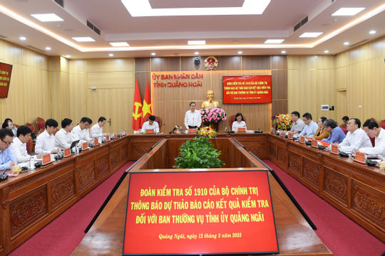 Chủ tịch Quốc hội Trần Thanh Mẫn chủ trì làm việc với Tỉnh ủy Quảng Ngãi