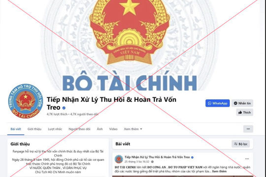 Cảnh báo về việc giả mạo Facebook của Bộ Tài chính