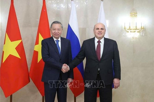 Tổng Bí thư Tô Lâm hội kiến Thủ tướng Liên bang Nga Mikhail Mishustin