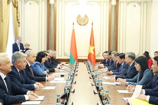 Tổng Bí thư Tô Lâm hội kiến Chủ tịch Hội đồng Cộng hòa (Thượng viện), Chủ tịch Viện Đại biểu (Hạ viện) và Lãnh đạo các chính đảng Belarus