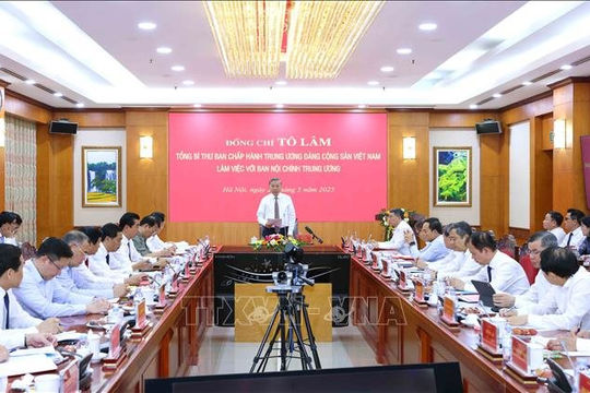 Tổng Bí thư Tô Lâm: Công tác nội chính phải hướng mục tiêu giữ vững ổn định để phát triển đất nước