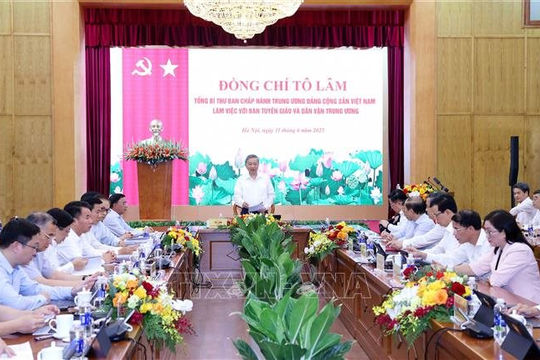 Tổng Bí thư Tô Lâm: Đổi mới công tác Tuyên giáo và Dân vận đáp ứng yêu cầu phát triển đất nước thời kỳ mới