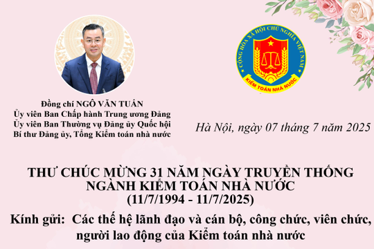 Thư chúc mừng của đồng chí Ngô Văn Tuấn nhân kỷ niệm 31 năm Ngày truyền thống ngành Kiểm toán nhà nước
 Thư chúc mừng của đồng chí Ngô Văn Tuấn nhân kỷ niệm 31 năm Ngày truyền thống ngành Kiểm toán nhà nước